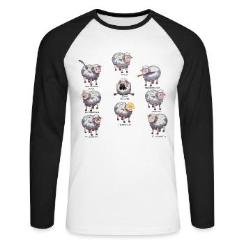 Lustige Schafe Tiere Schaf Sprüche - Unisex Baseballshirt langarm - Weiß/Schwarz - Vorne - Nik (191cm)