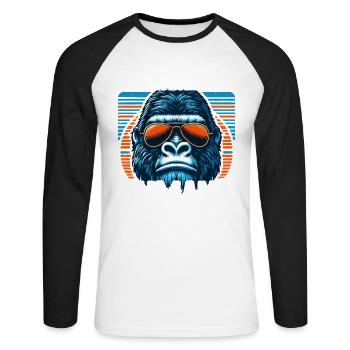 In A World Of Humans Be A Gorilla Gorillas - T-shirt baseball manches longues Homme - blanc/noir - Devant - Nik (191cm)