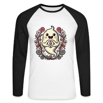 My Halloween Boo Niedlicher Liebe Geist - Unisex Baseballshirt langarm - Weiß/Schwarz - Vorne - Nik (191cm)