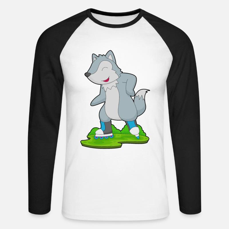 Wolf Inline skating Rollschuhe - Unisex Baseballshirt langarm - Weiß/Schwarz