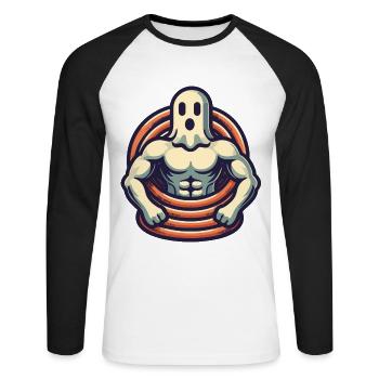 Bodybuilding Ghost Funny Gym Ghost - Unisex Long Sleeve Baseball T-Shirt - white/black - Front - Nik (191cm)