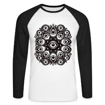 Spooky Ghosts Eyes Dark Halloween Design - Unisex Long Sleeve Baseball T-Shirt - white/black - Front - Nik (191cm)
