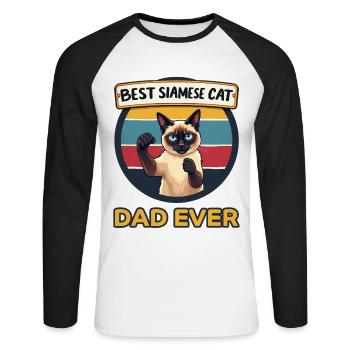 Siamkatze Spruch Siamkatze Papa Siamkatze Geschenk - Unisex Baseballshirt langarm - Weiß/Schwarz - Vorne - Nik (191cm)