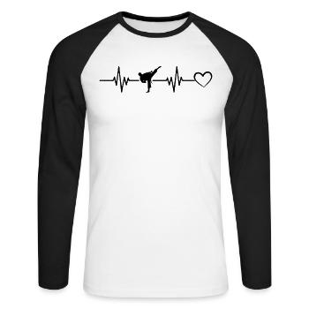 Taekwondo Heartbeat Heart Combattant de taekwondo - T-shirt baseball manches longues Homme - blanc/noir - Devant - Nik (191cm)