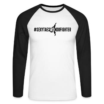 #SexyTaekwondoFighter - Combattant de taekwondo - T-shirt baseball manches longues Homme - blanc/noir - Devant - Nik (191cm)