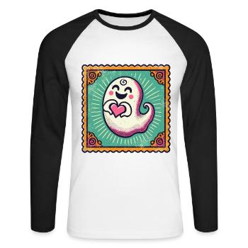 My Halloween Boo Niedlicher Liebe Geist - Unisex Baseballshirt langarm - Weiß/Schwarz - Vorne - Nik (191cm)
