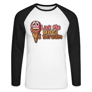 Lèche-moi jusqu’à ce que je crie Maker Gelato Frozen - T-shirt baseball manches longues Homme - blanc/noir - Devant - Nik (191cm)