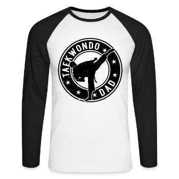 Taekwondo Papa Combattant de Taekwondo - T-shirt baseball manches longues Homme - blanc/noir - Devant - Nik (191cm)