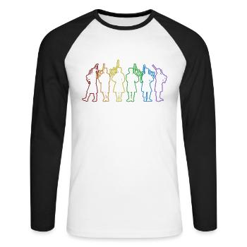 Dudelsack LGBT Regenbogen Great Highland Dudelsack - Unisex Baseballshirt langarm - Weiß/Schwarz - Vorne - Nik (191cm)