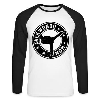 Taekwondo Mom Taekwondo Fighter - Unisex Long Sleeve Baseball T-Shirt - white/black - Front - Nik (191cm)