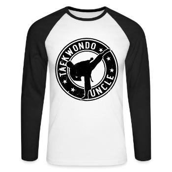 Taekwondo Oncle combattant de Taekwondo - T-shirt baseball manches longues Homme - blanc/noir - Devant - Nik (191cm)