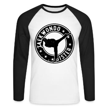 Taekwondo Sœur Taekwondo Combattante - T-shirt baseball manches longues Homme - blanc/noir - Devant - Nik (191cm)