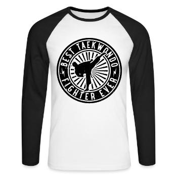 Meilleur combattant de taekwondo de tous les temps - T-shirt baseball manches longues Homme - blanc/noir - Devant - Nik (191cm)