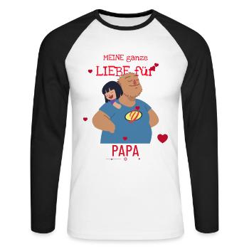 Tout mon amour pour papa - T-shirt baseball manches longues Homme - blanc/noir - Devant - Nik (191cm)