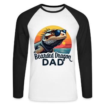 Dragon barbu disant papa drôle dragon barbu cadeau - T-shirt baseball manches longues Homme - blanc/noir - Devant - Nik (191cm)