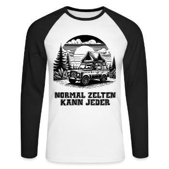 Dachzelt Sprüche - Dachzelten Camping Urlaub - Unisex Baseballshirt langarm - Weiß/Schwarz - Vorne - Nik (191cm)