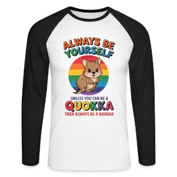 Quokka Disant Australie Drôle Quokka Cadeau - T-shirt baseball manches longues Homme - blanc/noir - Devant - Nik (191cm)