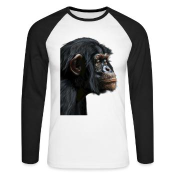 Bonobo - Unisex Long Sleeve Baseball T-Shirt - white/black - Front - Nik (191cm)