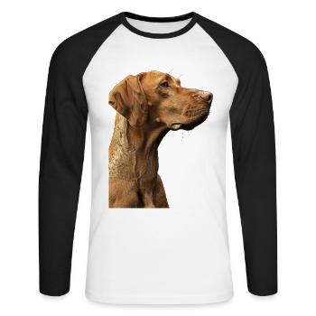 Vizsla - T-shirt baseball manches longues Homme - blanc/noir - Devant - Nik (191cm)