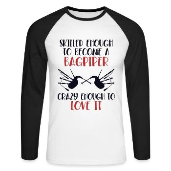 Assez habile pour devenir une sarbacane de cornemuse - T-shirt baseball manches longues Homme - blanc/noir - Devant - Nik (191cm)