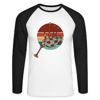 Cours de cornemuse rétro Sarbacane Great Highland - T-shirt baseball manches longues Homme - blanc/noir - Devant - Nik (191cm)