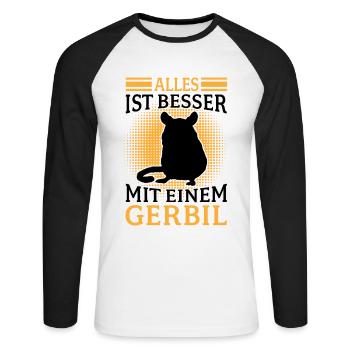 Tout va mieux avec Gerbille Rongeur Gerbille - T-shirt baseball manches longues Homme - blanc/noir - Devant - Nik (191cm)