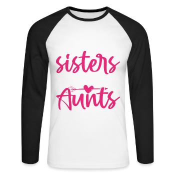Sisters Best Aunts Baby Pregnancy Announcement - Unisex Baseballshirt langarm - Weiß/Schwarz - Vorne - Nik (191cm)