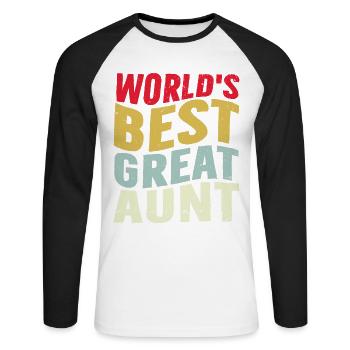 World's Best Great Aunt Retro Colorful - Unisex Baseballshirt langarm - Weiß/Schwarz - Vorne - Nik (191cm)