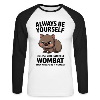 Wombat Disant Australie Drôle Wombats Cadeau - T-shirt baseball manches longues Homme - blanc/noir - Devant - Nik (191cm)