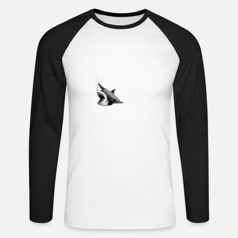 Hai - Unisex Baseballshirt langarm - Weiß/Schwarz