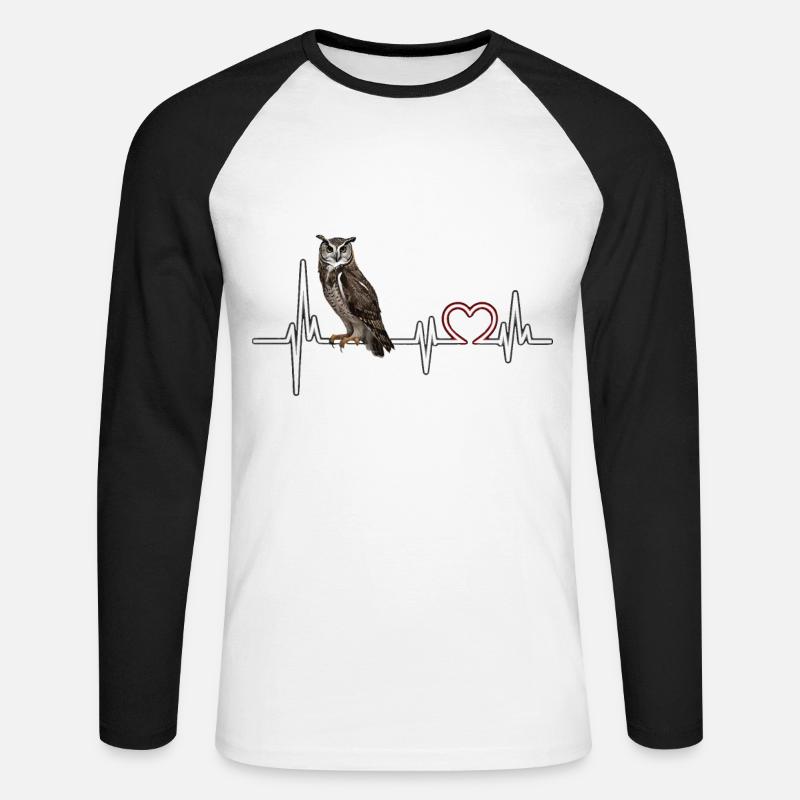 Eule - Unisex Baseballshirt langarm - Weiß/Schwarz