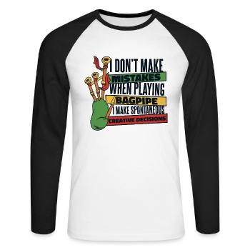 I Don't Make Mistakes When Playing Blowpipe - Unisex Long Sleeve Baseball T-Shirt - white/black - Front - Nik (191cm)
