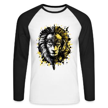 Spartan Lion Sparta Helmet Beast - Unisex Long Sleeve Baseball T-Shirt - white/black - Front - Nik (191cm)