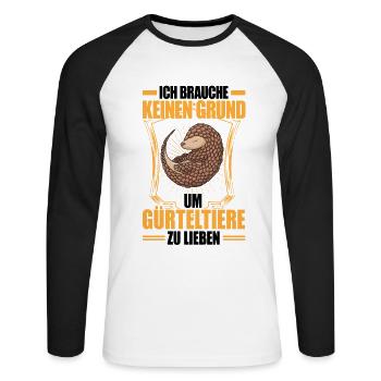 Armadillo No Reason Armadillo Armadillo Armadillo - Unisex Long Sleeve Baseball T-Shirt - white/black - Front - Nik (191cm)