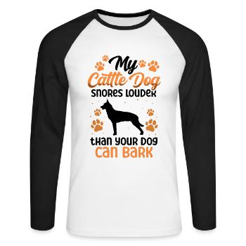 Australian Cattle Dog ronfle bruyant chien de bétail - T-shirt baseball manches longues Homme - blanc/noir - Devant - Nik (191cm)