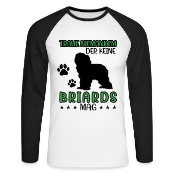 Briard ne fait confiance à personne Berger de Brie - T-shirt baseball manches longues Homme - blanc/noir - Devant - Nik (191cm)
