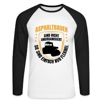 Les constructeurs d’asphalte sont flexibles Construction de routes - T-shirt baseball manches longues Homme - blanc/noir - Devant - Nik (191cm)