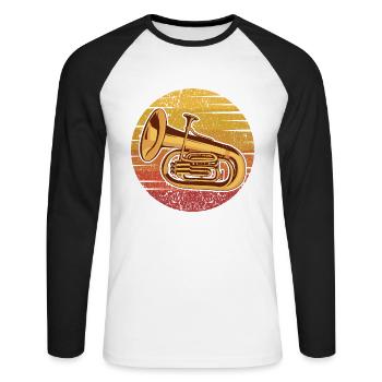 Instrument rétro Euphoniste Euphoniste Joueur Euphoniumiste - T-shirt baseball manches longues Homme - blanc/noir - Devant - Nik (191cm)