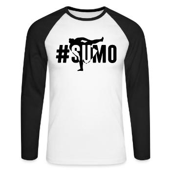 #sumo - Sumo Arts martiaux Japon Sumo Wrestling - S - T-shirt baseball manches longues Homme - blanc/noir - Devant - Nik (191cm)