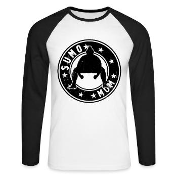Sumo Mom Sumo Combattante Mama Lutteuse de sumo - T-shirt baseball manches longues Homme - blanc/noir - Devant - Nik (191cm)