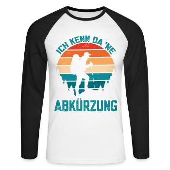 Ich kenn da eine Abkürzung lustige Berge Sprüche - Unisex Baseballshirt langarm - Weiß/Schwarz - Vorne - Nik (191cm)