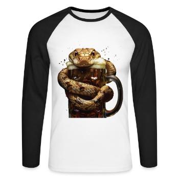 Serpent - T-shirt baseball manches longues Homme - blanc/noir - Devant - Nik (191cm)