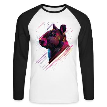 Aguti - Unisex Baseballshirt langarm - Weiß/Schwarz - Vorne - Nik (191cm)