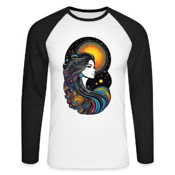 Cosmic goddess of creation - Unisex Long Sleeve Baseball T-Shirt - white/black - Front - Nik (191cm)