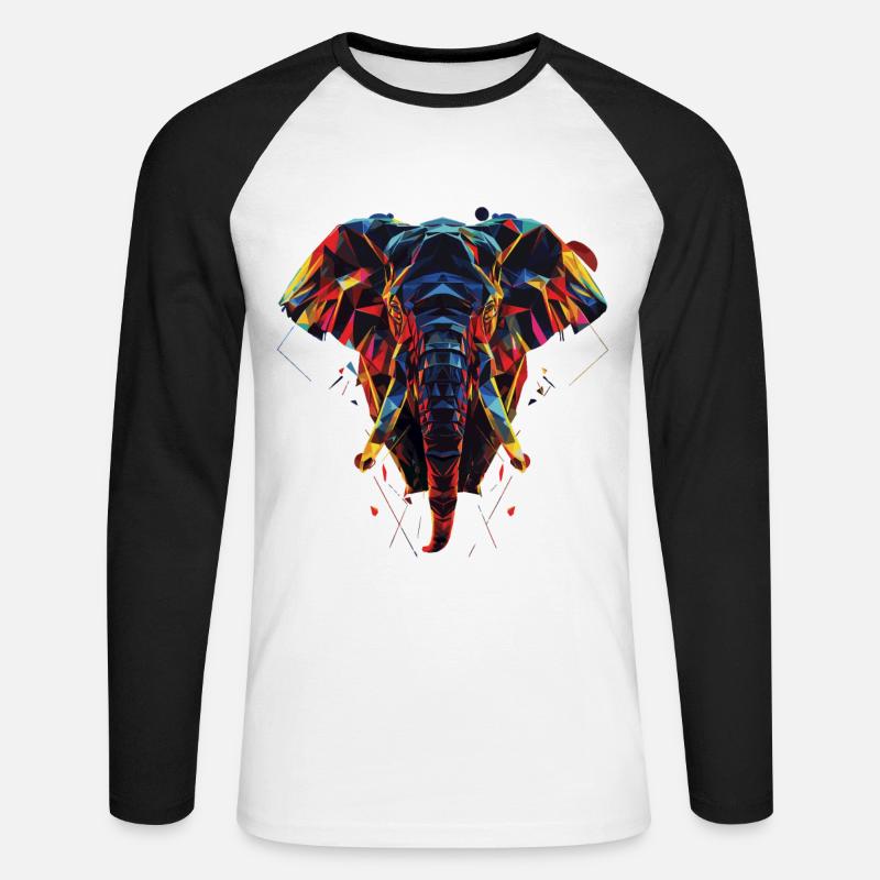 Elefant - Unisex Baseballshirt langarm - Weiß/Schwarz