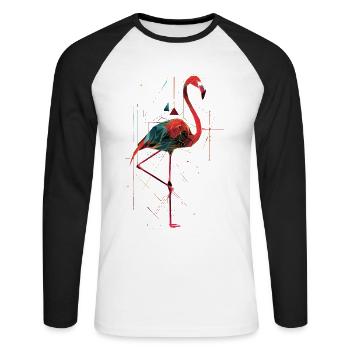 Flamingo - Unisex Long Sleeve Baseball T-Shirt - white/black - Front - Nik (191cm)