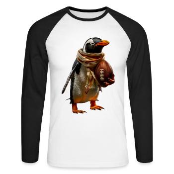 Penguin - Unisex Long Sleeve Baseball T-Shirt - white/black - Front - Nik (191cm)