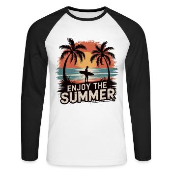 L’été, le soleil, la plage : votre nouveau t-shirt - T-shirt baseball manches longues Homme - blanc/noir - Devant - Nik (191cm)