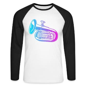 Instrument Euphoniste Euphonium Joueur Euphonium - T-shirt baseball manches longues Homme - blanc/noir - Devant - Nik (191cm)