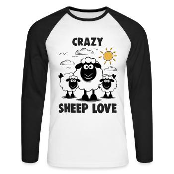 Funny Sheep Crazy Sheep Love - Unisex Long Sleeve Baseball T-Shirt - white/black - Front - Nik (191cm)